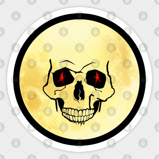 full yellow moon skull face Sticker by NIKA13